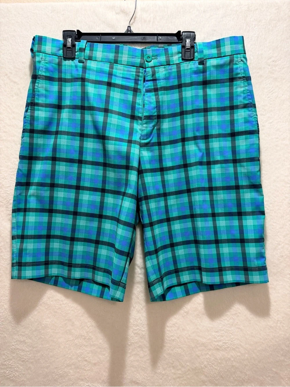 Nike Dri-FIT Hybrid Plaid Golf Shorts Performance Teal Multi Color 36